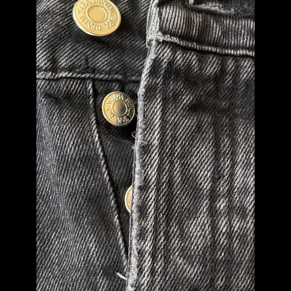 New Zara Jean Shorts 00 Womens Black Mid Rise Cut Off Denim Frayed Button Fly - Picture 10 of 10